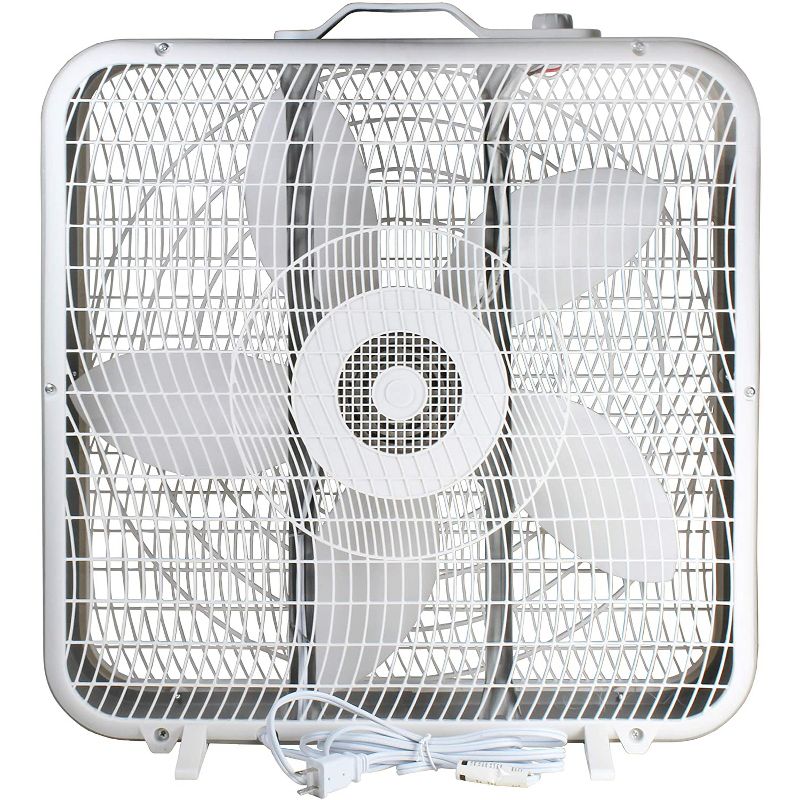 Comfort Zone CZ200A 3 Speed Universal High Performance Ventilation 20" Box Fan Home Air Conditioner in White for Home, Office, or Apartment