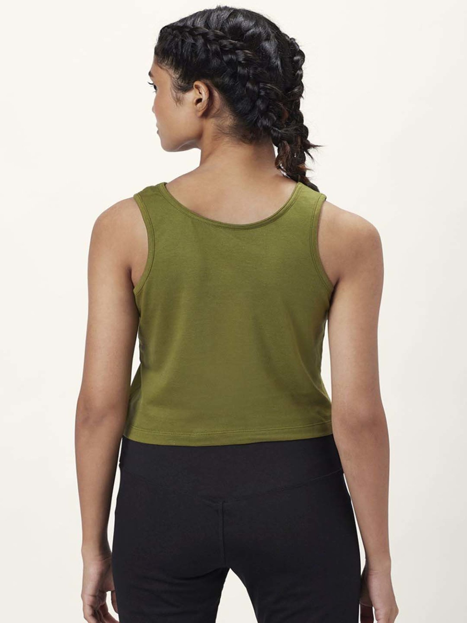 Ajile by Pantaloons Olive Green Cotton Sports Top