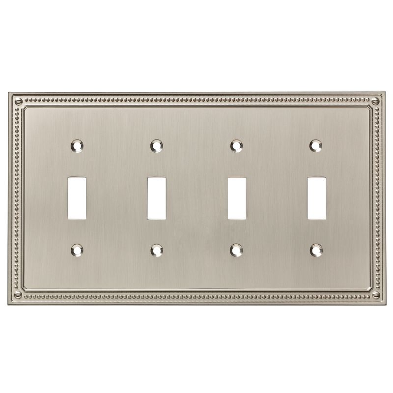 Franklin Brass Classic Beaded Quad Switch Wall Plate Nickel