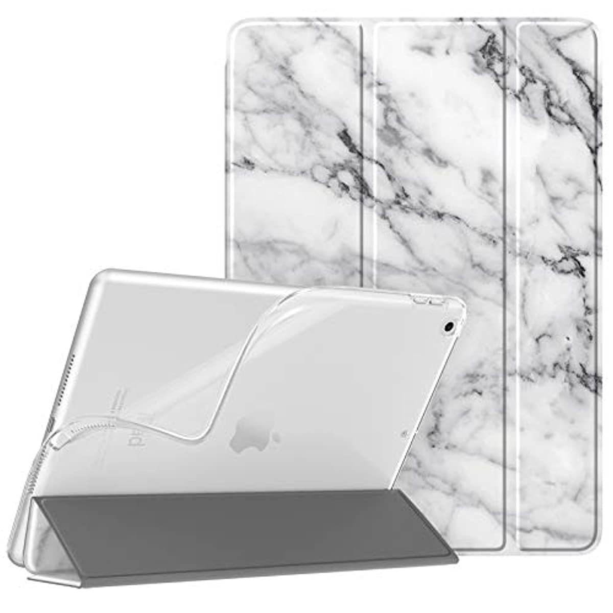 Fintie SlimShell Case for New iPad 8th Gen (2020) / 7th Generation (2019) 10.2 Inch - Soft TPU Protective Stand Back Cover, Supports Auto Wake/Sleep, Marble White