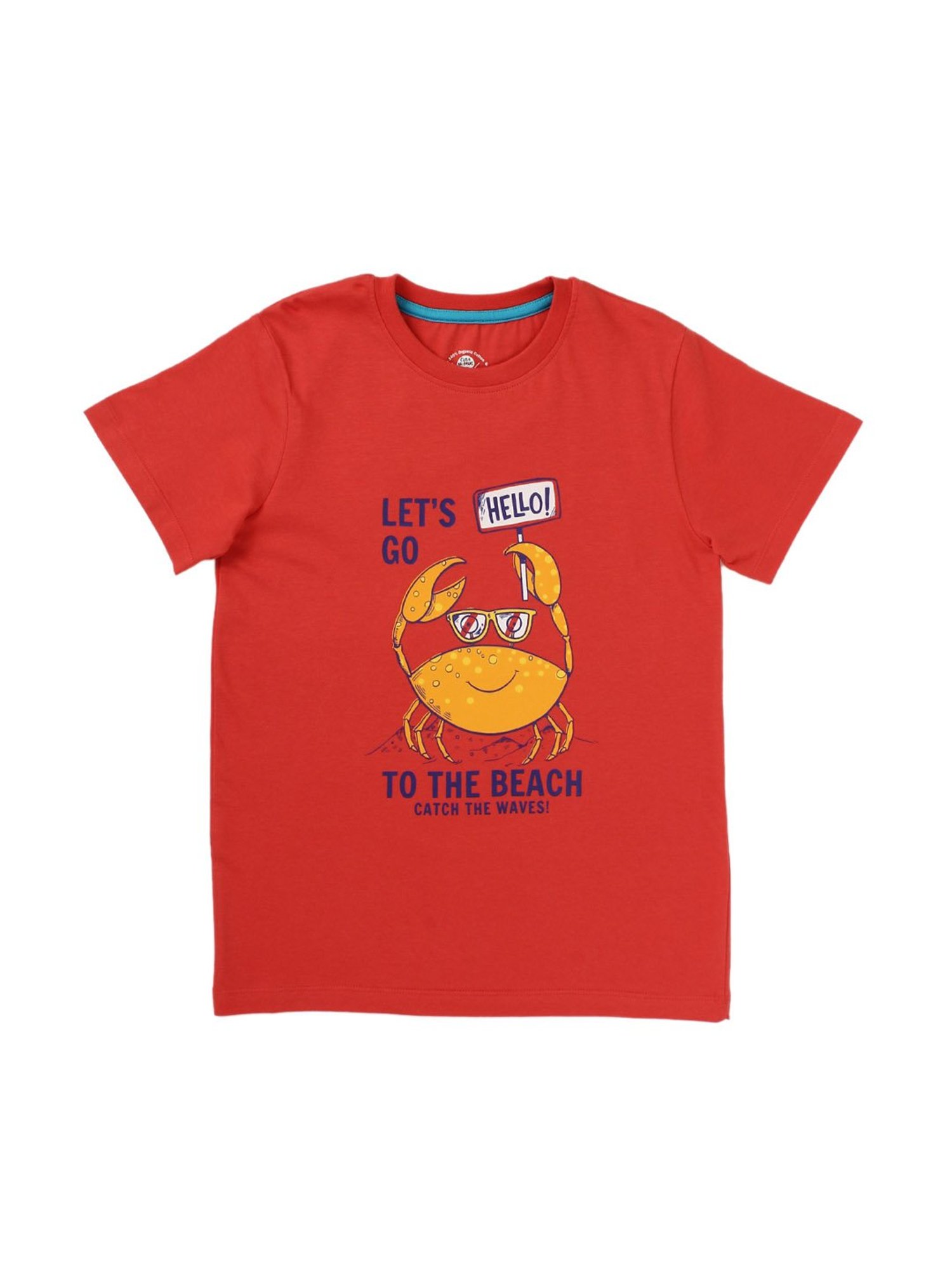 Cub McPaws Kids Red Printed  T-Shirt