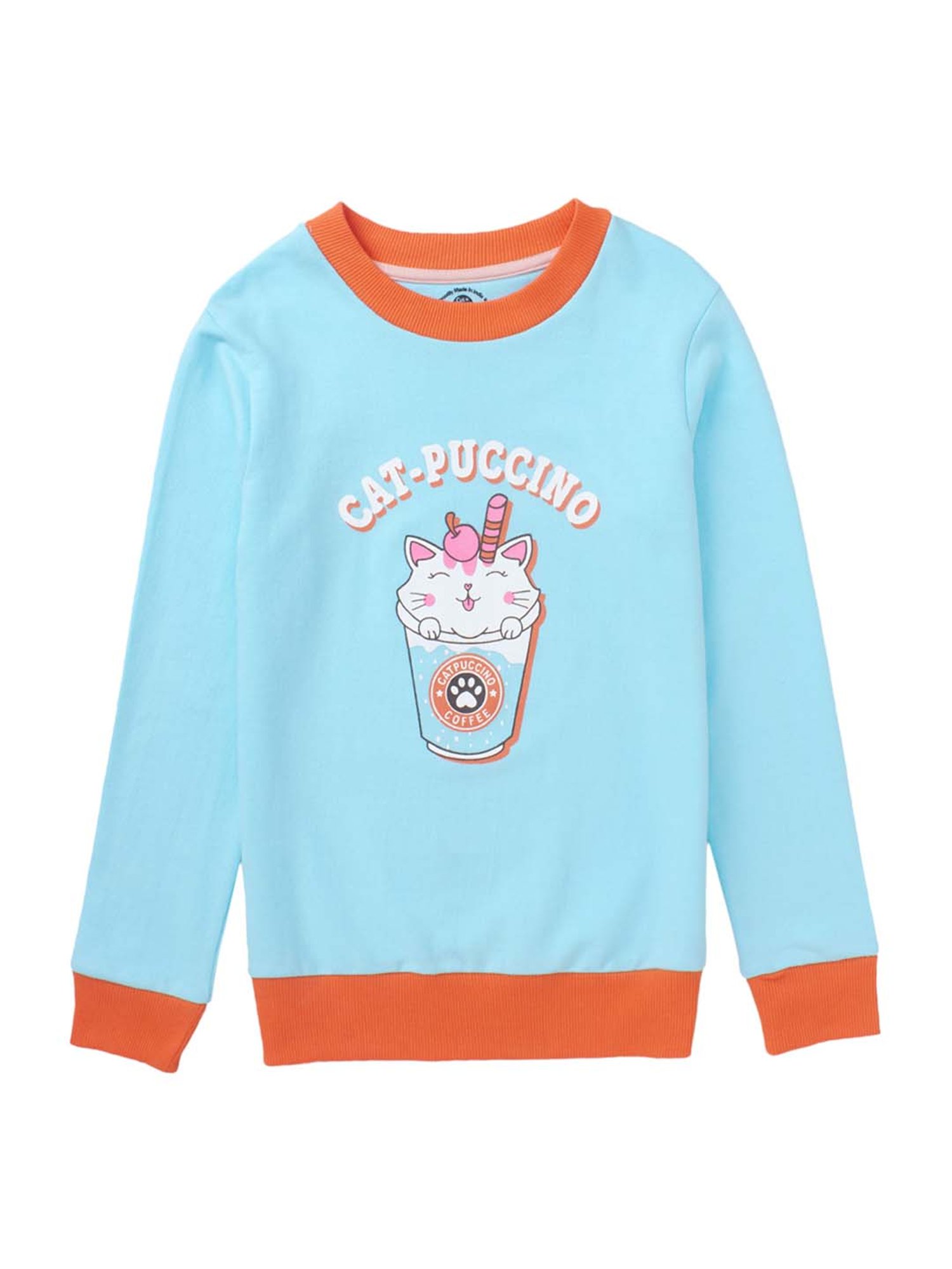 Cub McPaws Kids Blue Cotton Printed Sweatshirt