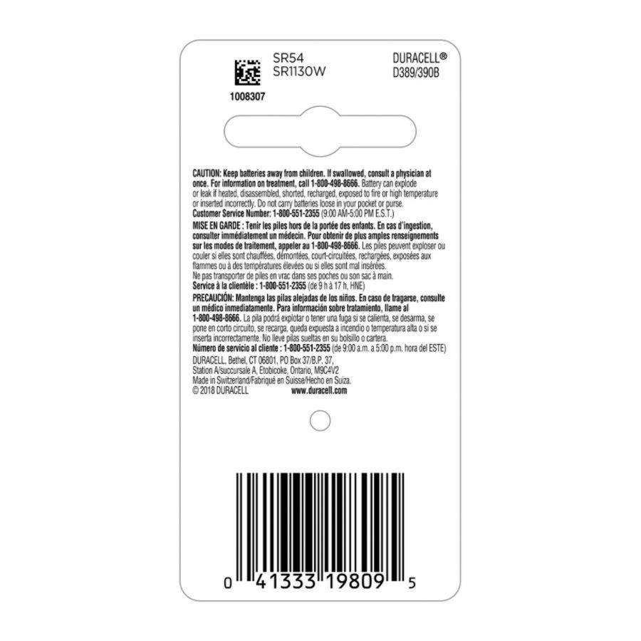 Duracell Silver Oxide 389/390 Medical Battery 1.5V MND389BPK