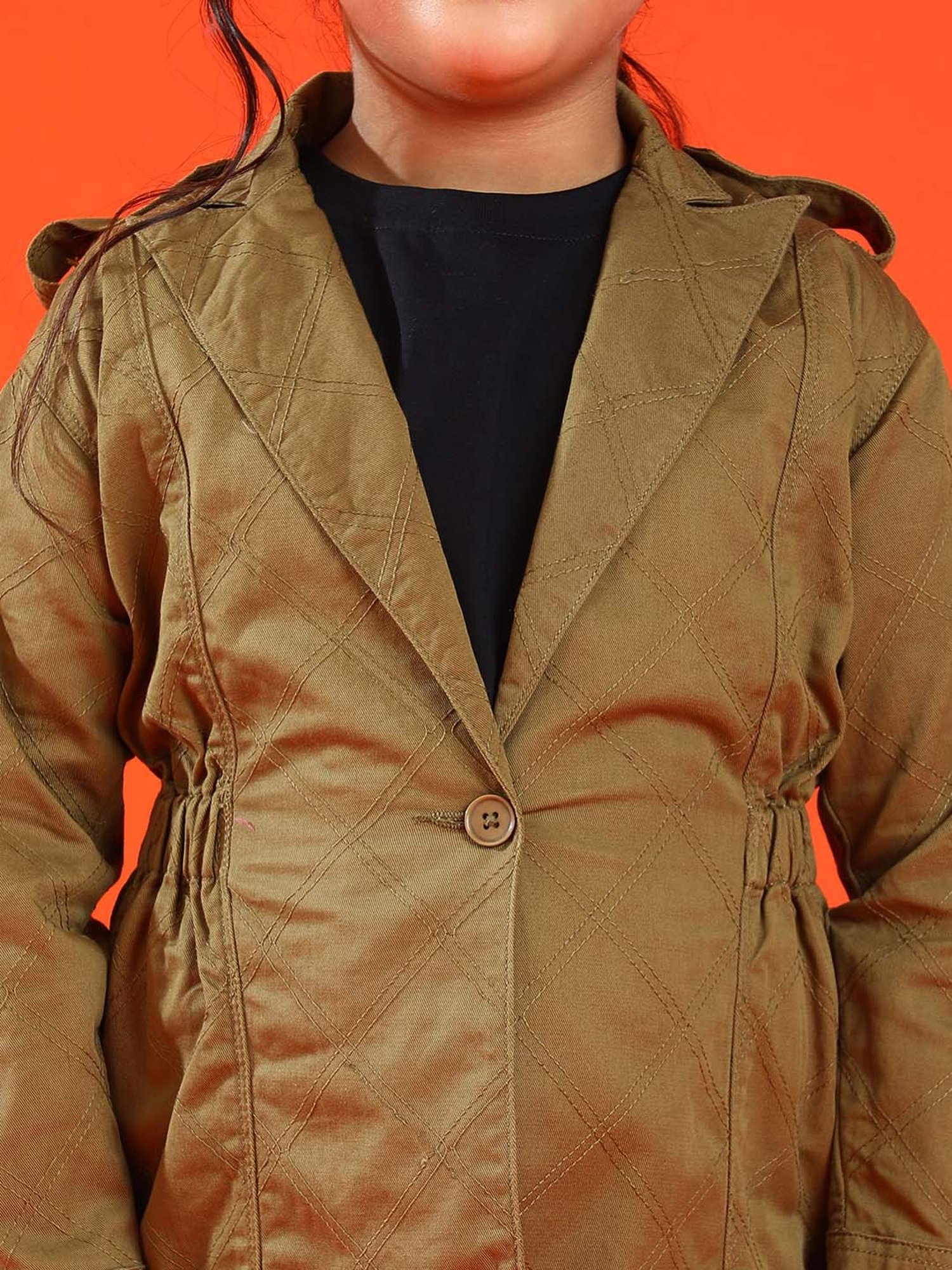 Tales & Stories Kids Olive Cotton Embroidered Full Sleeves Jacket