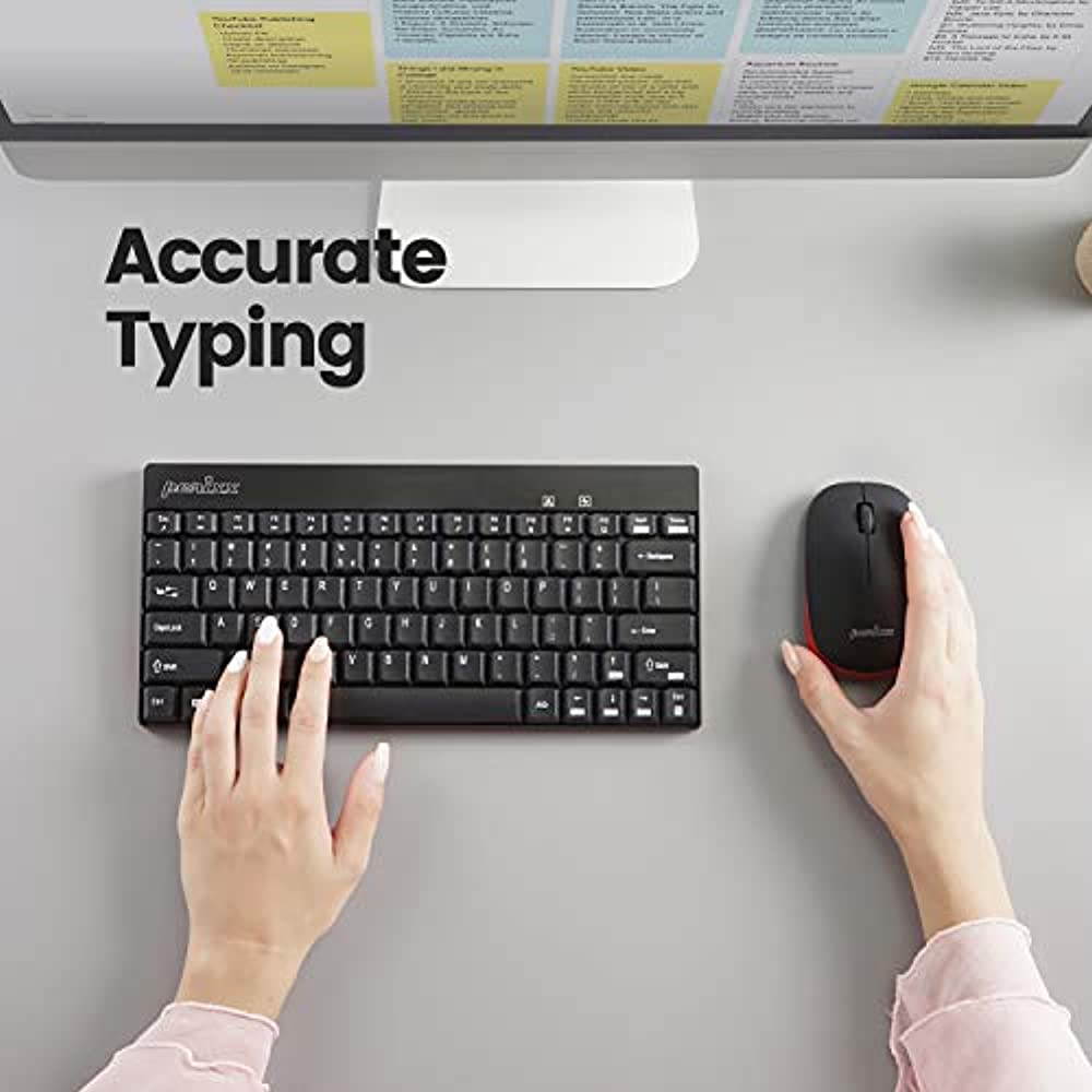 Perixx PERIDUO-712 Wireless Mini Keyboard and Mouse Set, Portable Compact Size 13 Multimedia Hot Keys Keyboard and 1000 DPI Optical Mouse Combo, Black, US Layout