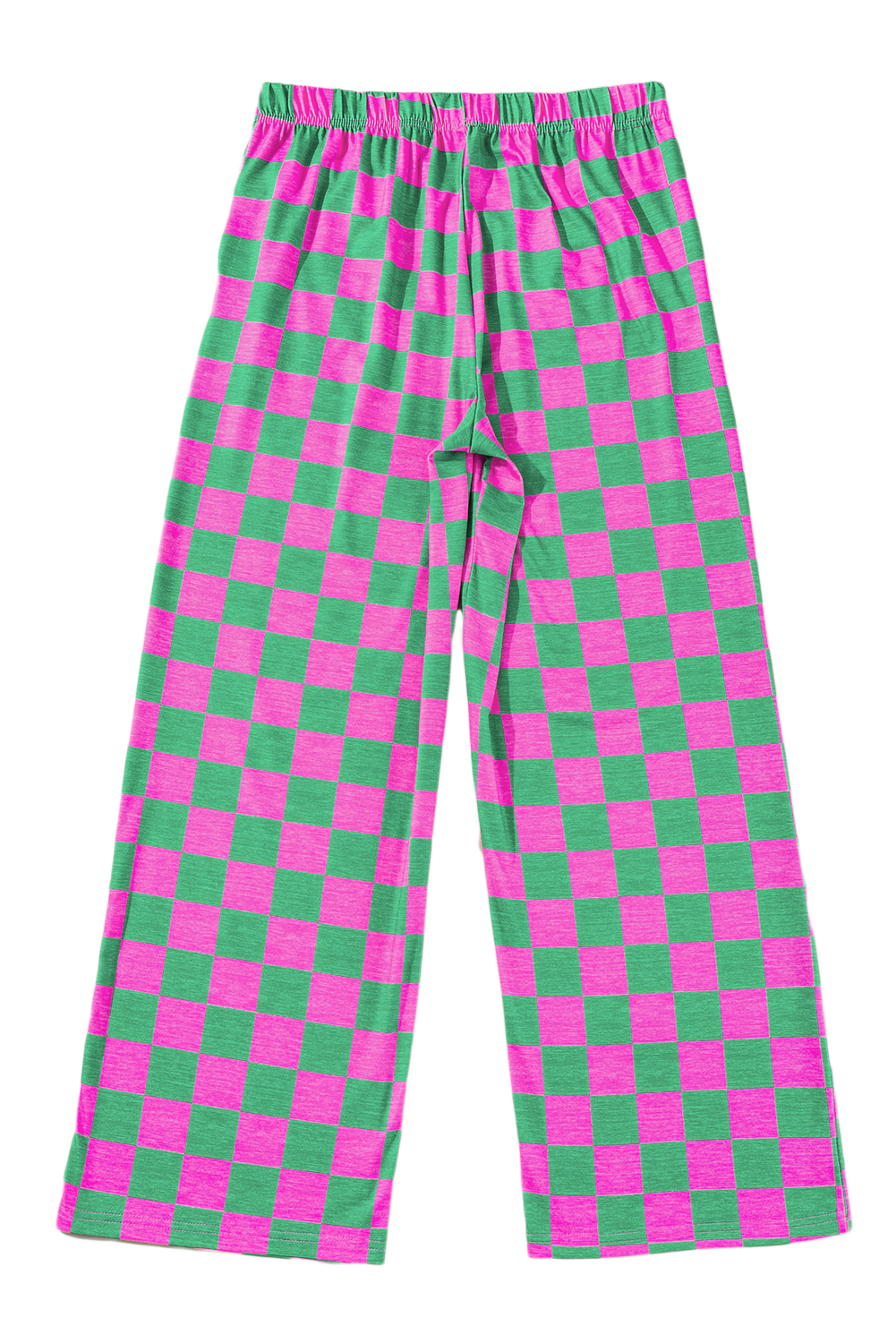 Green Checkered Print High Waist Wide Leg Pants