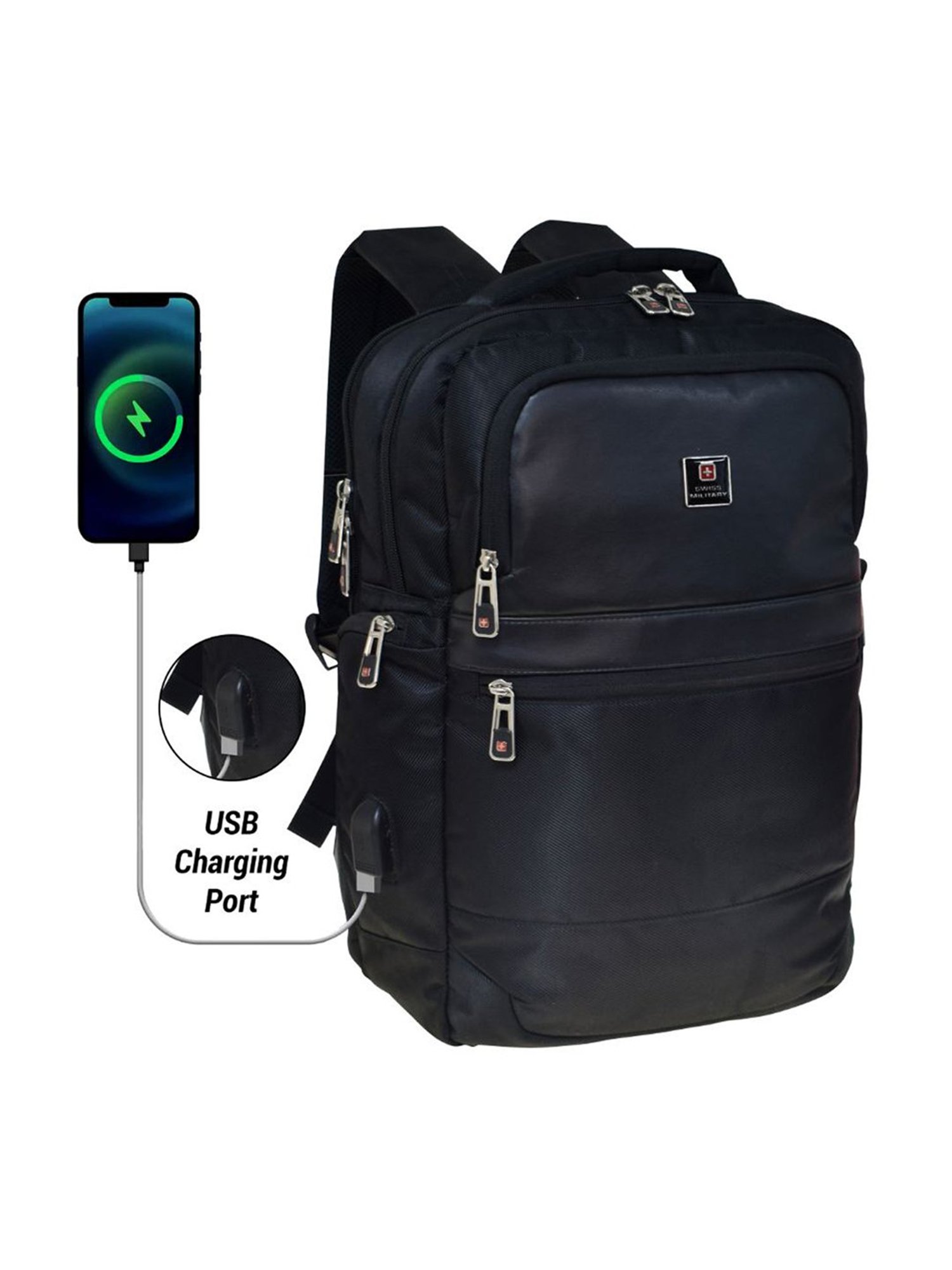 Swiss Military Black Backpack - 22 Ltrs