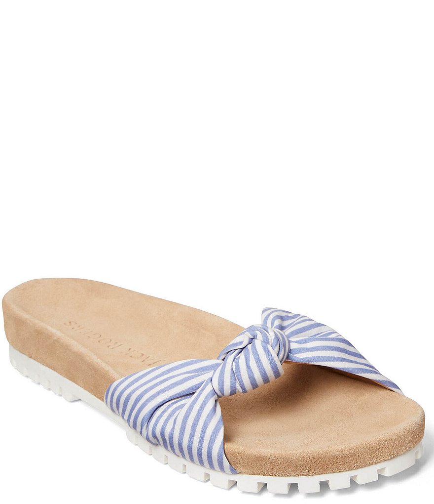 Jack Rogers Phoebe Knotted Comfort Striped Fabric Lug Sole Slides