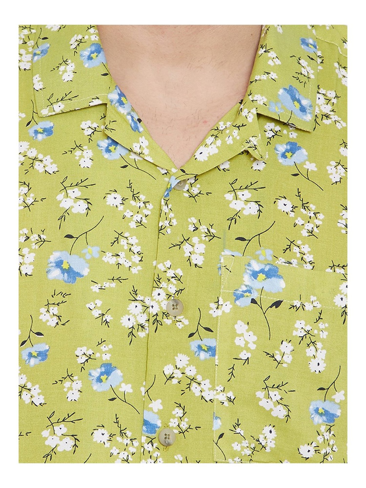 Even Green Slim Fit Printed Shirt