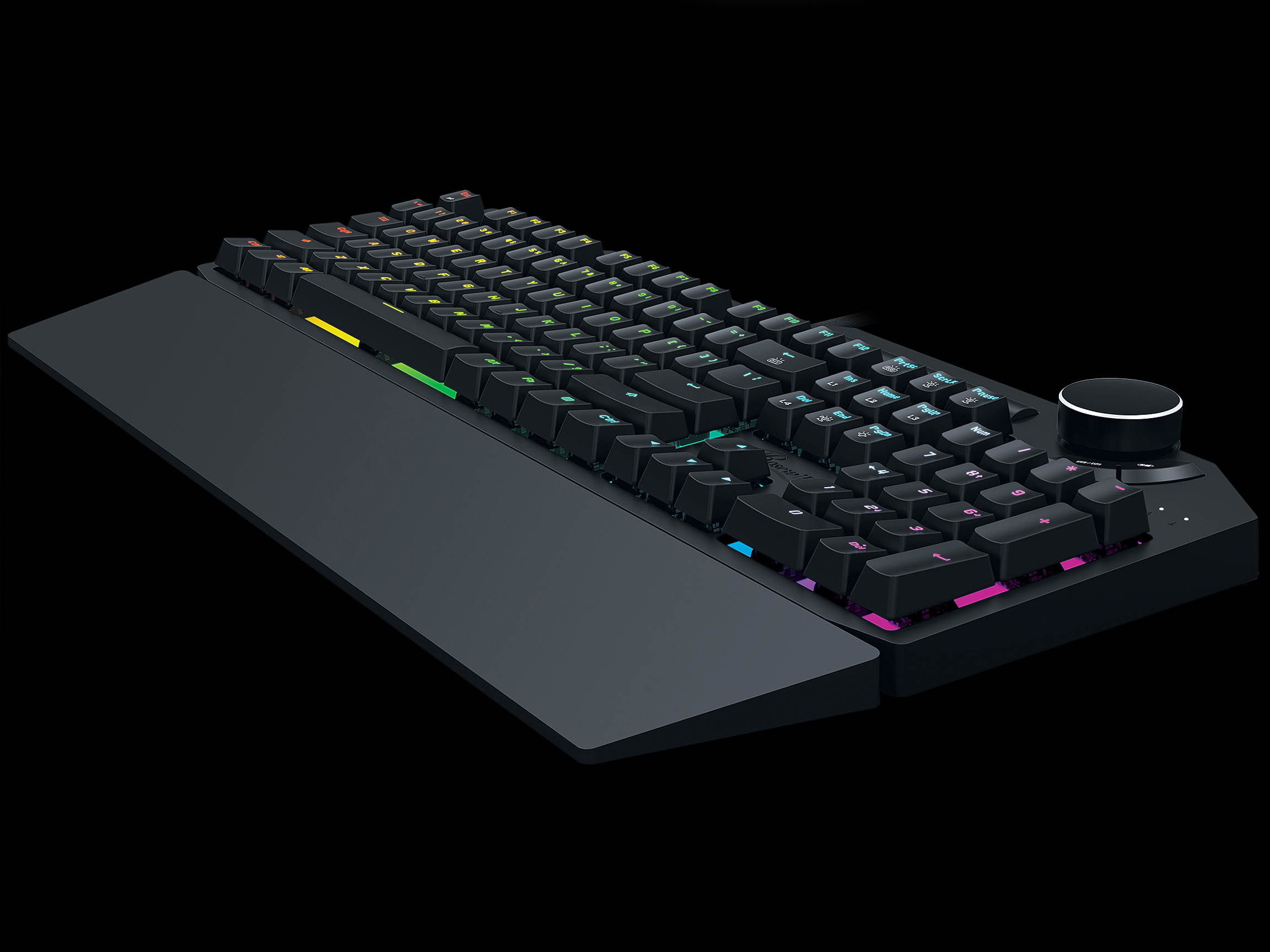 Rosewill Mechanical Gaming Keyboard, 15 RGB Backlit Modes, 2-Port USB Passthrough, Media Keys and Multifunctional Volume Dial, Blue Switches - NEON K90 RGB