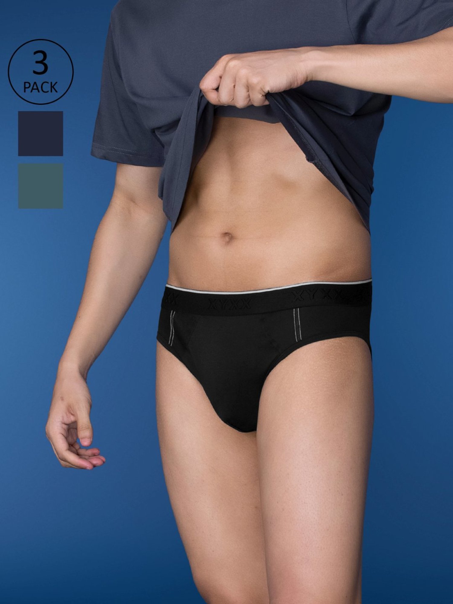 XYXX Multicolored Cotton Regular Fit Briefs - Pack Of 3