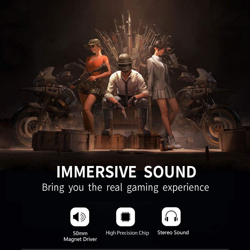 onikuma k3 stereo gaming headset for xbox one, pc, ps4 overear headphones with noise canceling mic, soft breathing earmuffs, led light, mute&volume control for mac laptop tablet smatphone