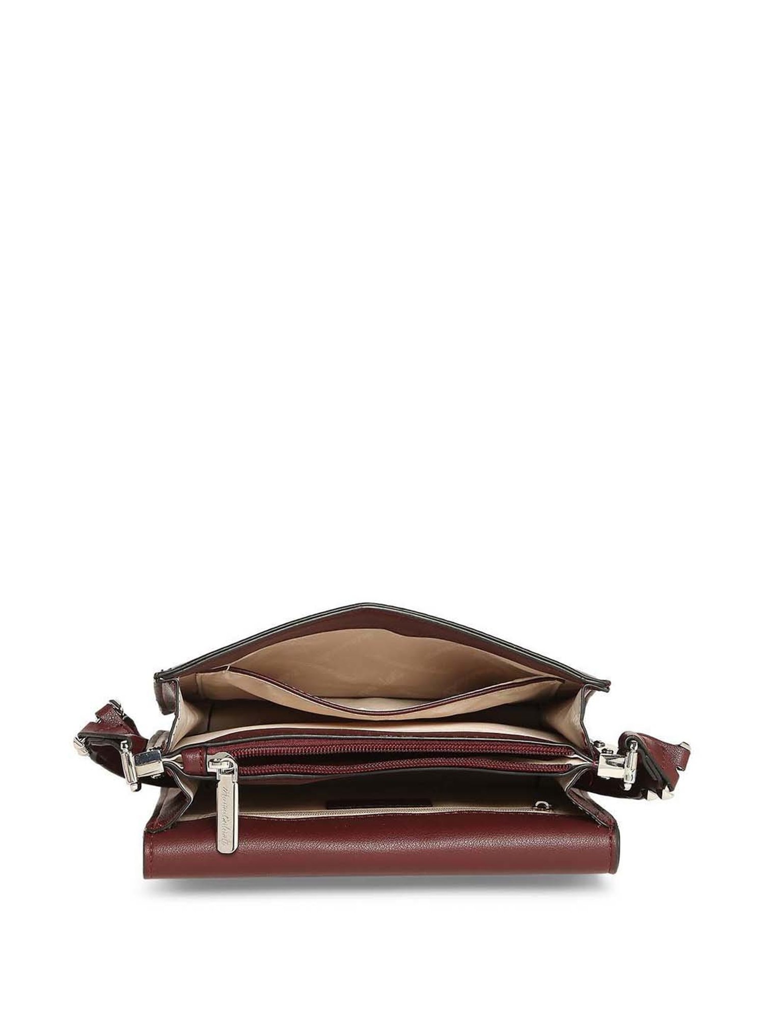 Marina Galanti Maroon Textured Medium Sling Handbag