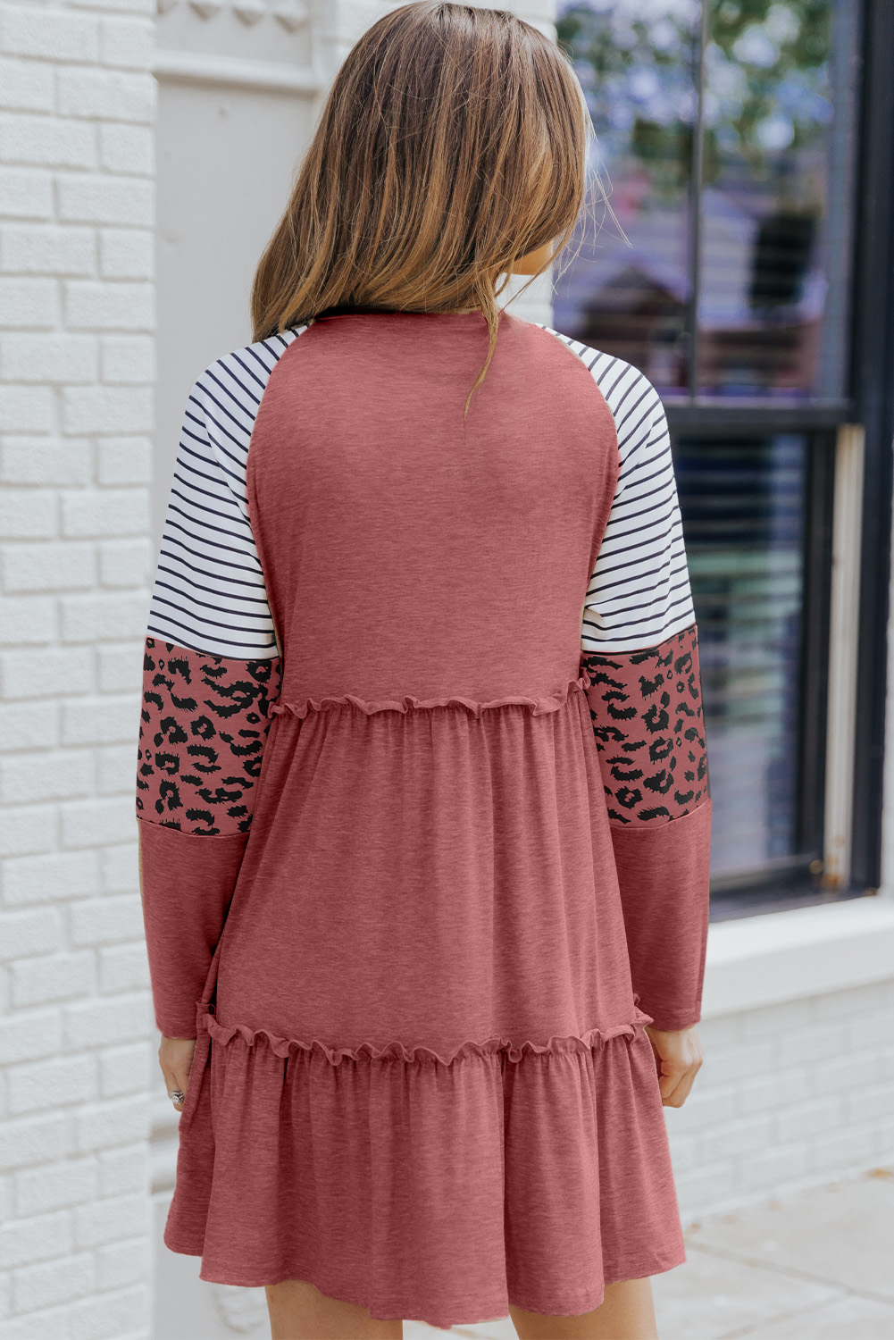 Cheetah Casual Long Sleeve Button Up Shirt Dress