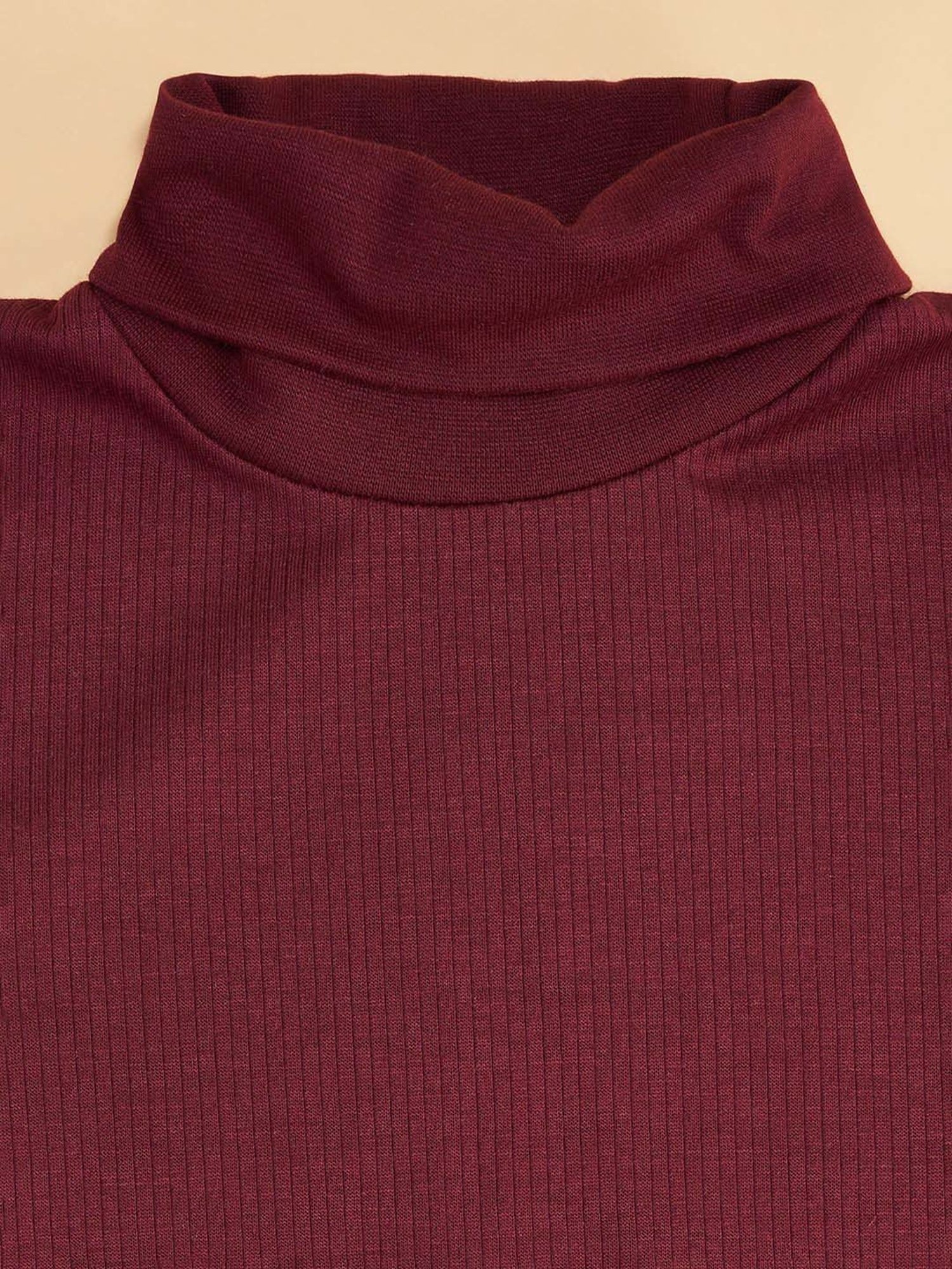 Pantaloons Junior Kids Maroon Regular Fit Full Sleeves Thermal Top