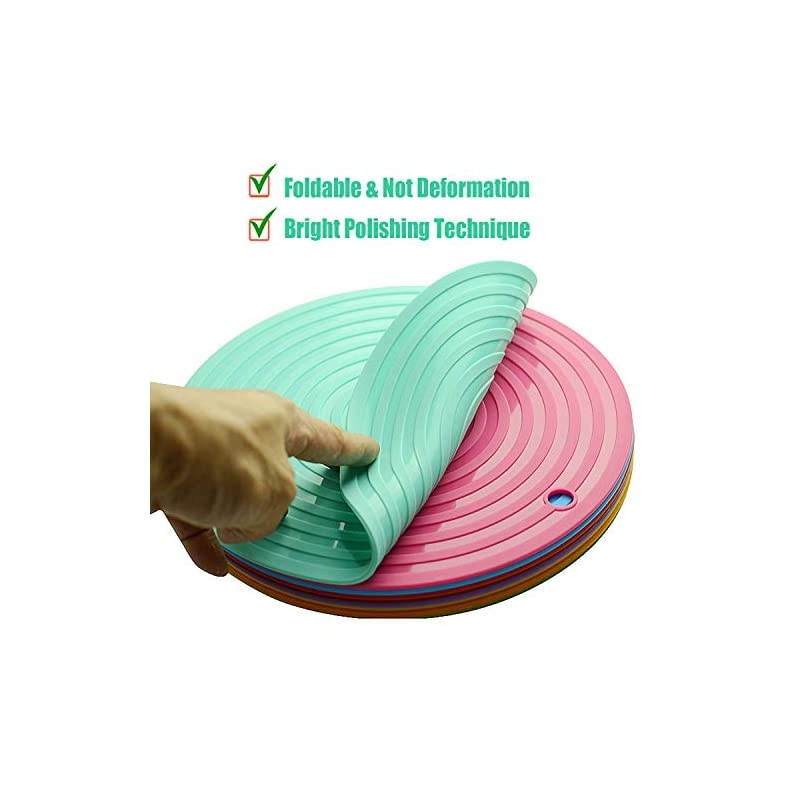 Pack Heat Resistant Silicone Pot Holder Trivet Mats,Heat Proof Hot Pads Flexible Jar Opener, Non Slip Trivet for Hot Dishes,9.5"Diameter Durable Pot Coaster Kitchen Mats (Round Teal)