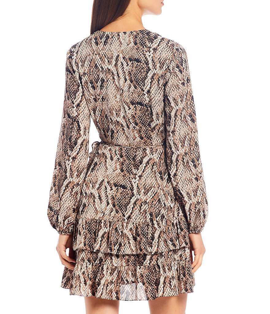 1. STATE Snake Print Wrap Front Mini Dress