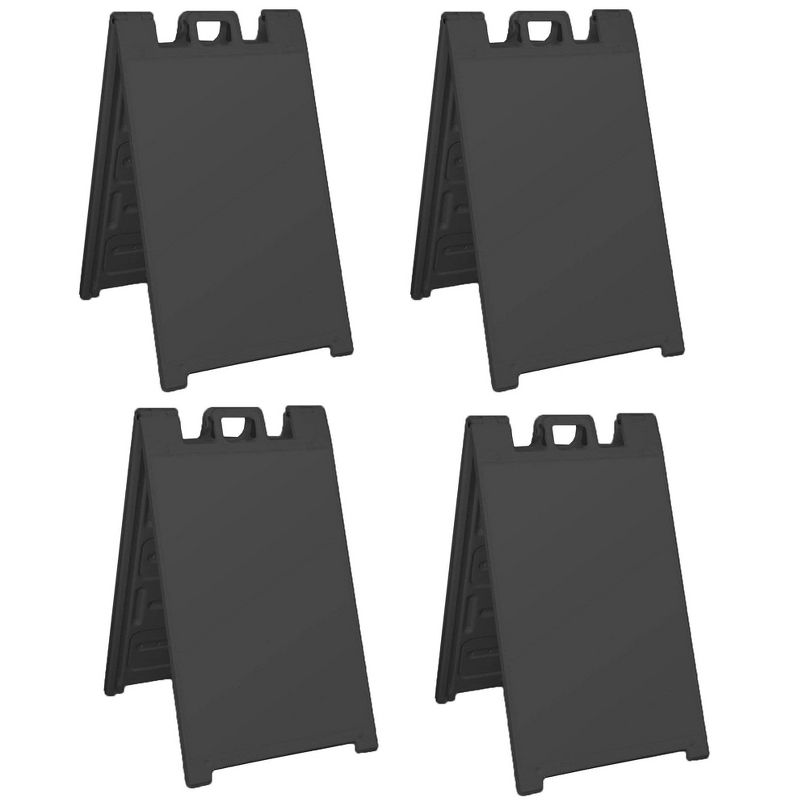 Plasticade Signicade Folding Portable Plastic A Frame Sidewalk Store Sign Stand for Sales, Events, Parking, and More, Black (4 Pack)