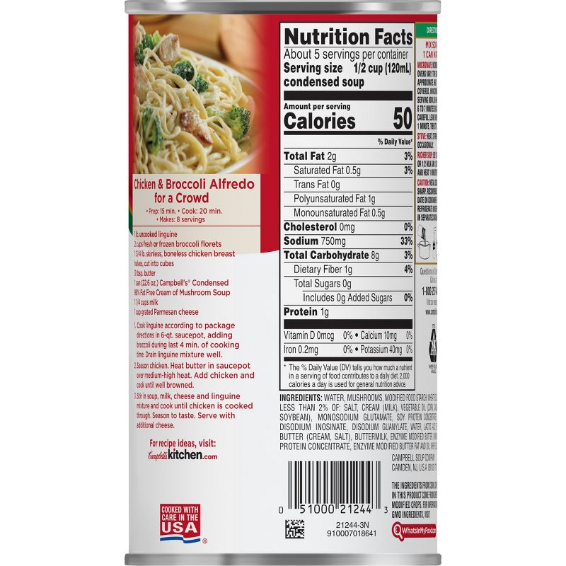 Campbell's Condensed 98% Fat Free Cream Of Mushroom Soup 22.6oz