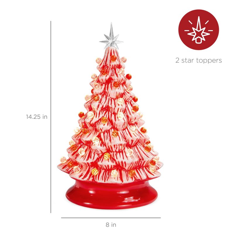 Best Choice Products 15in Pre-lit Ceramic Christmas Tree w/ Cord, Hand-Painted  Decoration - Peppermint Candy Cane