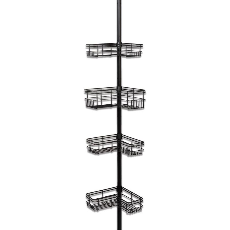 L-Shaped Four-Shelf Tension Pole Caddy Bronze - Zenna Home