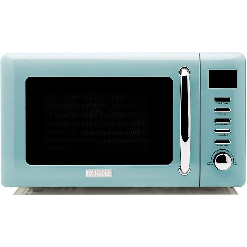 Haden 75031 Heritage Vintage Retro 0.7 Cubic Foot/20 Liter 700 Watt Countertop Microwave Oven Kitchen Appliance with Turntable, Turquoise Blue