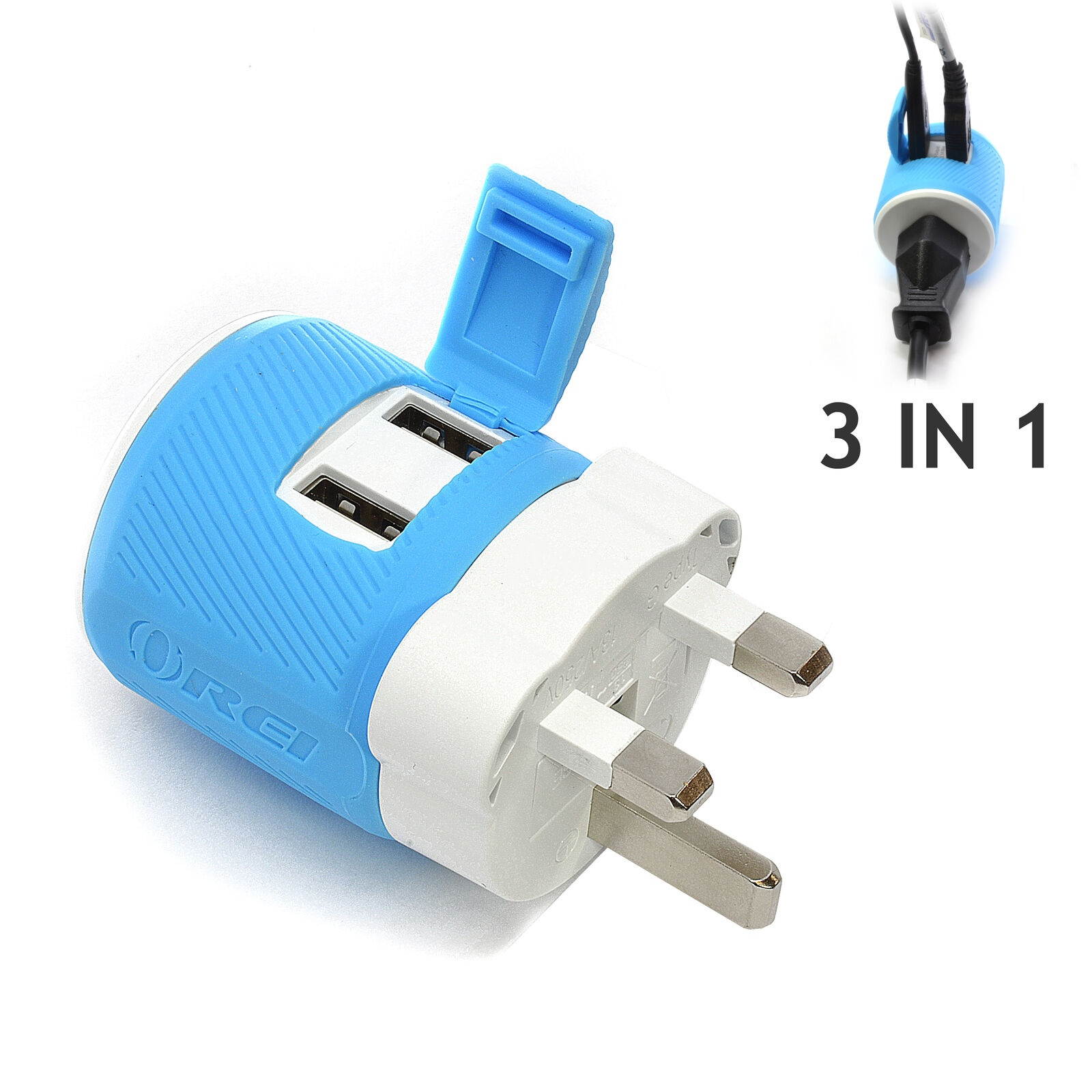 UK, Ireland, Dubai Travel Plug Adapter by OREI with Dual USB - USA Input + Surge Protection - Type G - (U2U-7), Will Work with Cell Phones, Camera, Laptop, Tablets, iPad, iPhone and More