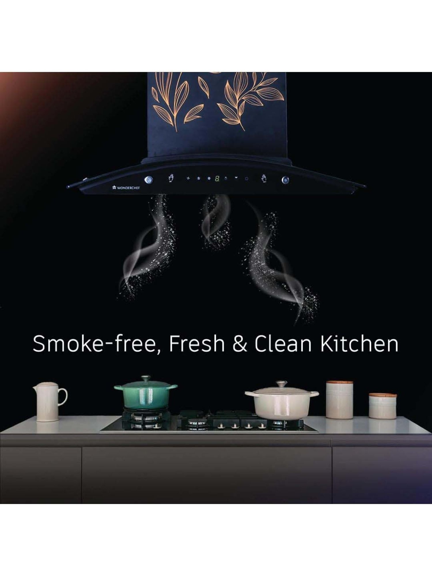 Glen CH6076AC75 1400CMH 75cm Wall Mounted Chimney (Black)