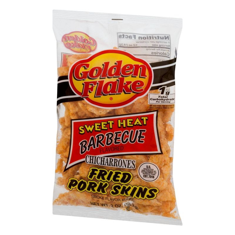Golden Flake Sweet Heat Barbecue Chicharrones Fried Pork Skins - 2oz