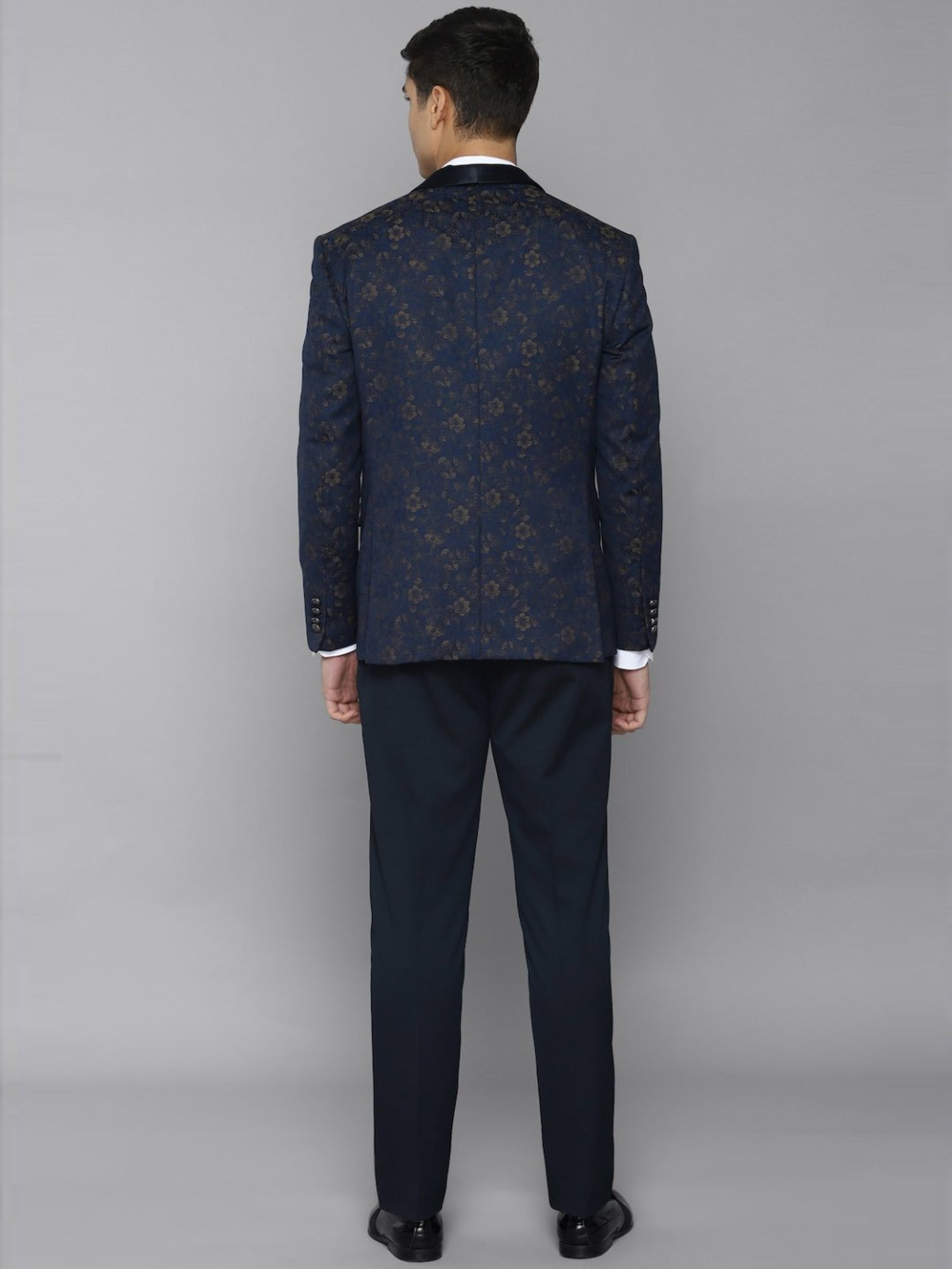 Allen Solly Navy Slim Fit Printed Two Piece Suit