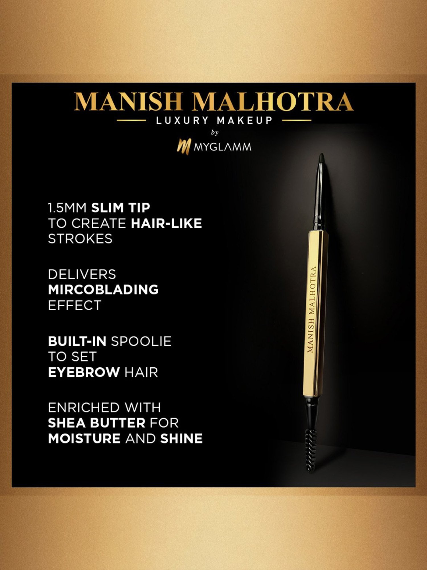 MyGlamm Manish Malhotra Precision Eyebrow Definer Charcoal Allure - 0.3 gm