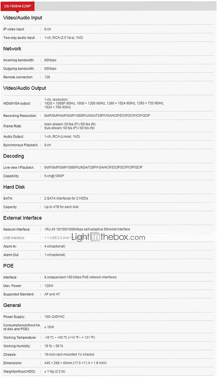 HIKVISION DS-7608NI-E2/8P 8CH PoE NVR Network Video Recorder