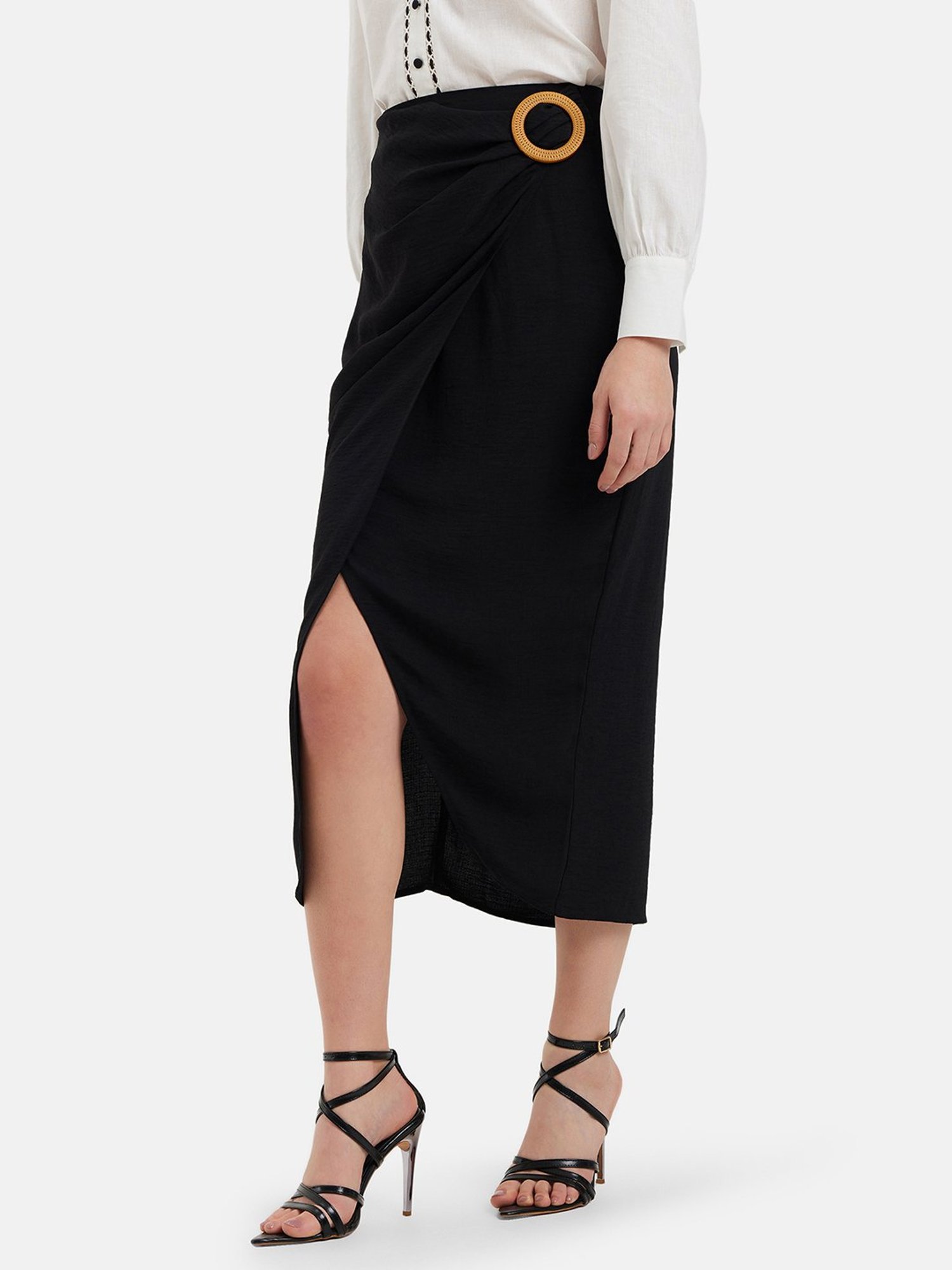 Belle Fille Sky Blue & Beige Printed Skirt