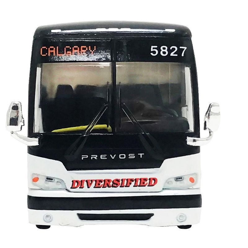 Prevost X3-45 Coach Bus "Calgary" Canada "Diversified Transportation" White w/Stripes 1/87 (HO) Diecast Model by Iconic Replicas