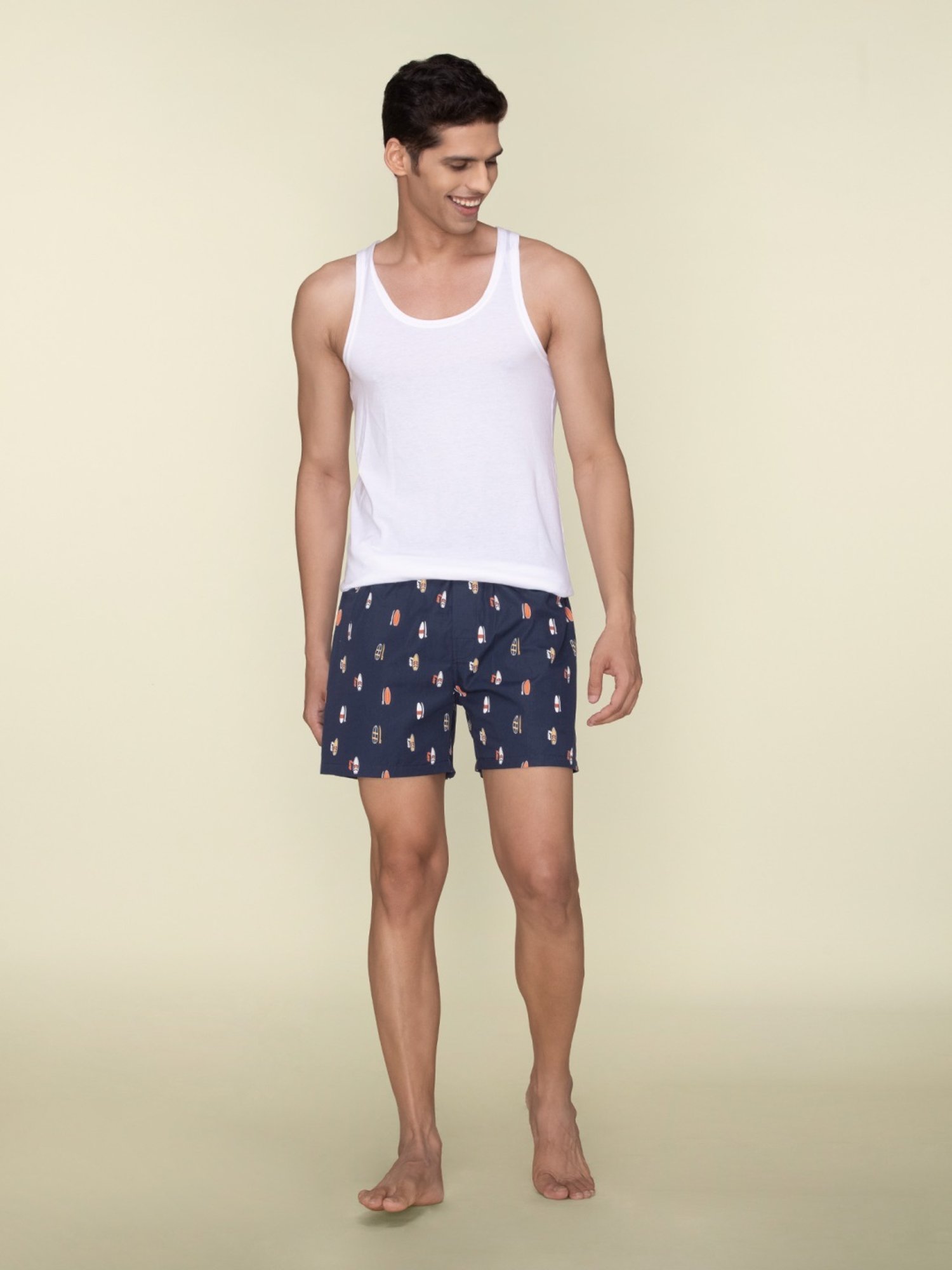 XYXX Surfboard Blue Cotton Relaxed Fit Printed Boxers