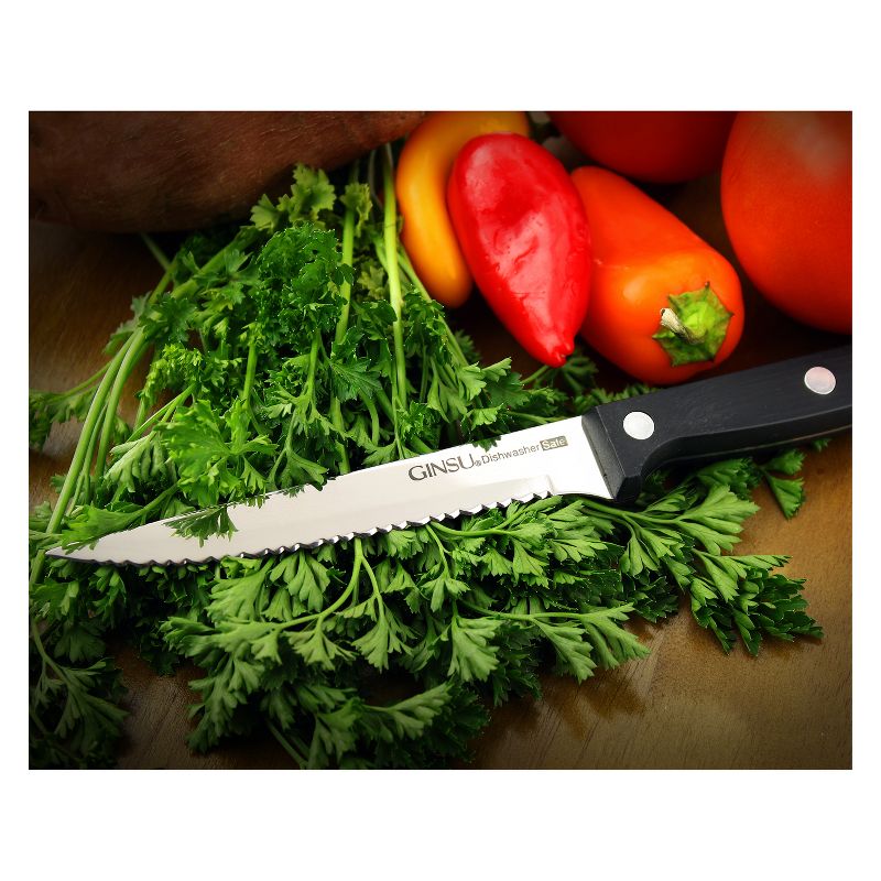 Ginsu Stainless Steel Black Serrated Steak Knives Set 4pc