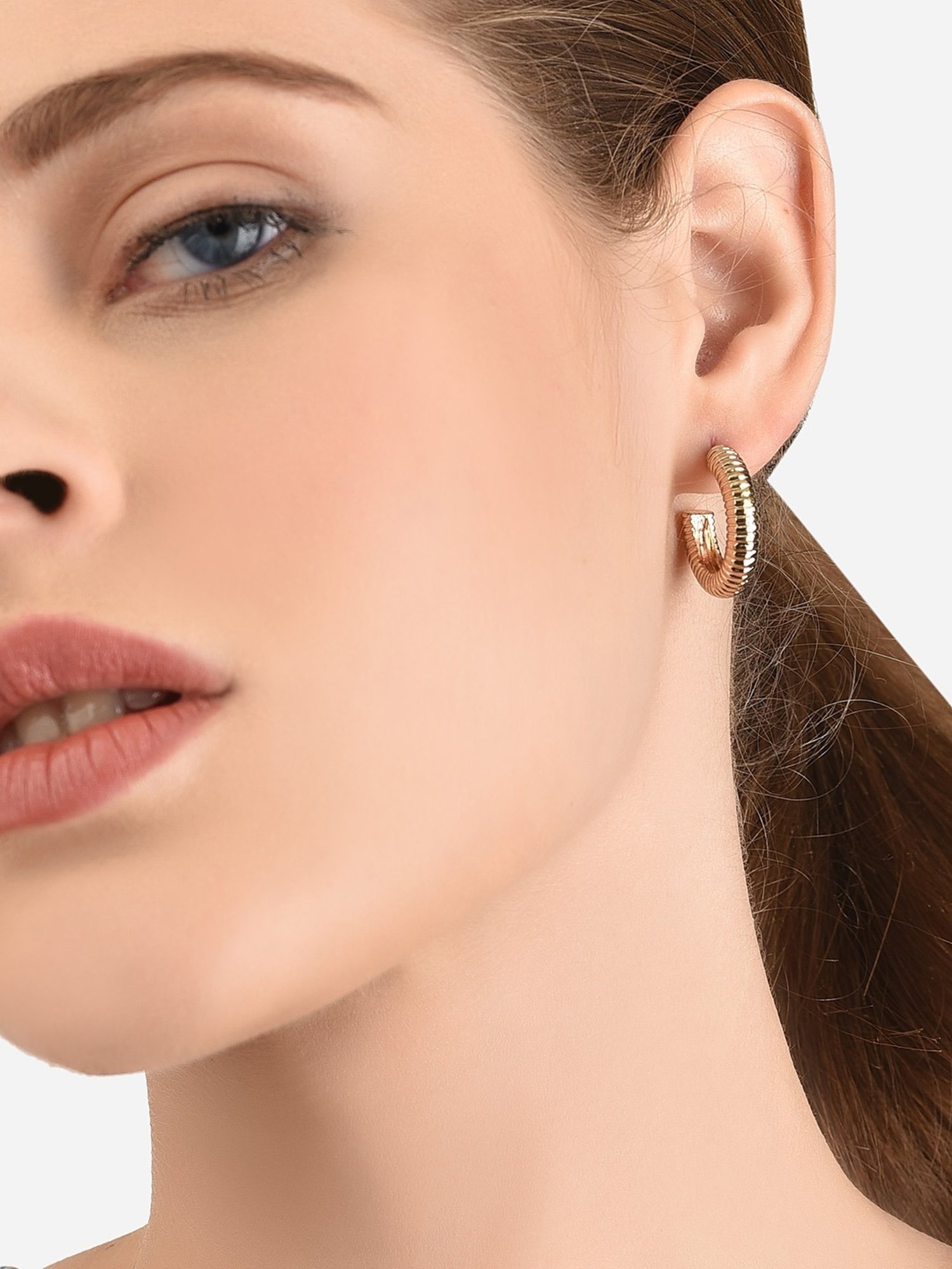 Lilly & Sparkle Gold-Toned Textured Hoop Earrings
