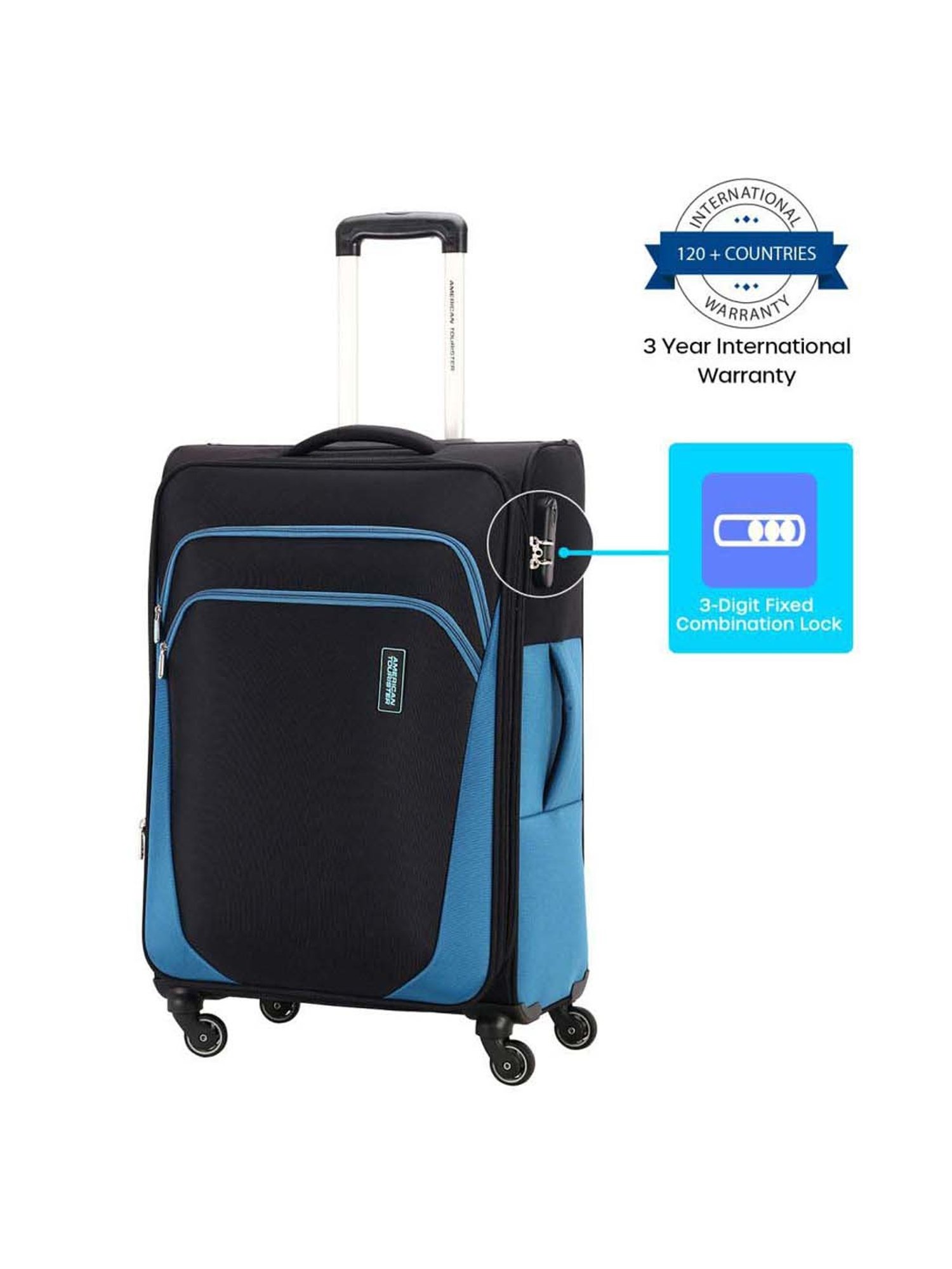 American Tourister Kansas Black Color Block Soft Cabin Trolley Bag - 40 cm