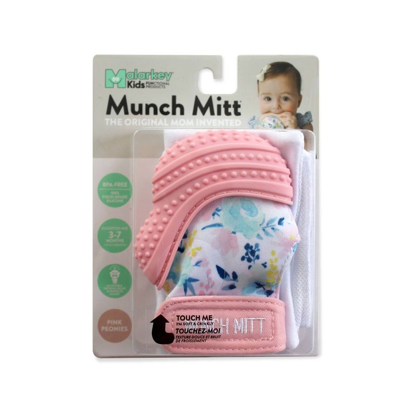 Munch Mitt Malarkey Kids' Teether with Travel Bag - Peonies