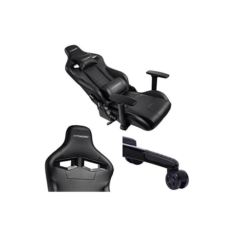 Gaming Chair Racing Style Recliner Seat Height Adjustment Computer Office Chair with Pillows GTF83 (Black)