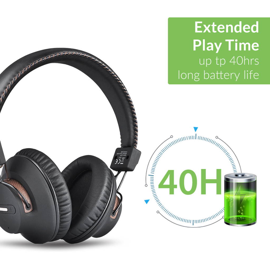 Avantree AS9M Bluetooth Over Ear Headphones with Detachable Boom Mic for Phone Call, Home Office PC Computer, Clear Voice & HiFi Sound Quality, Extra Comfortable & Lightweight, 40H, Wireless & Wired