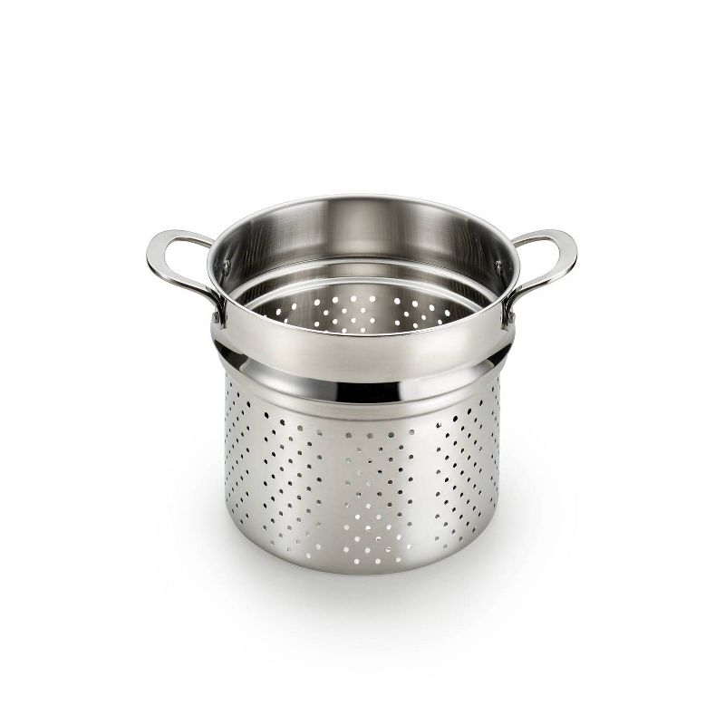 T-fal Simply Cook Stainless Steel Cookware, Covered Stockpot with Pasta Insert, 7qt, Silver