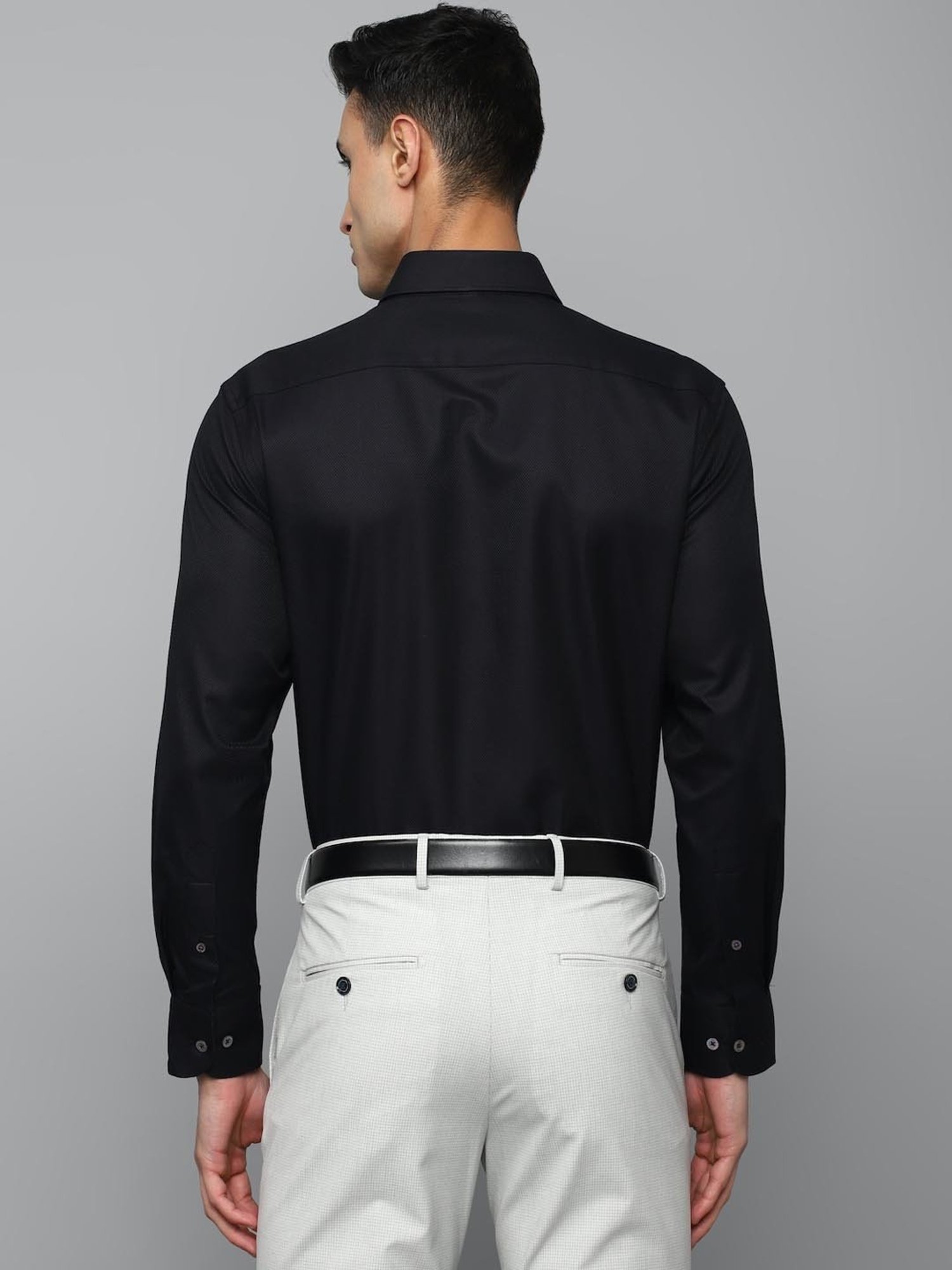 Luxure By Louis Philippe Black Cotton Regular Fit Shirt