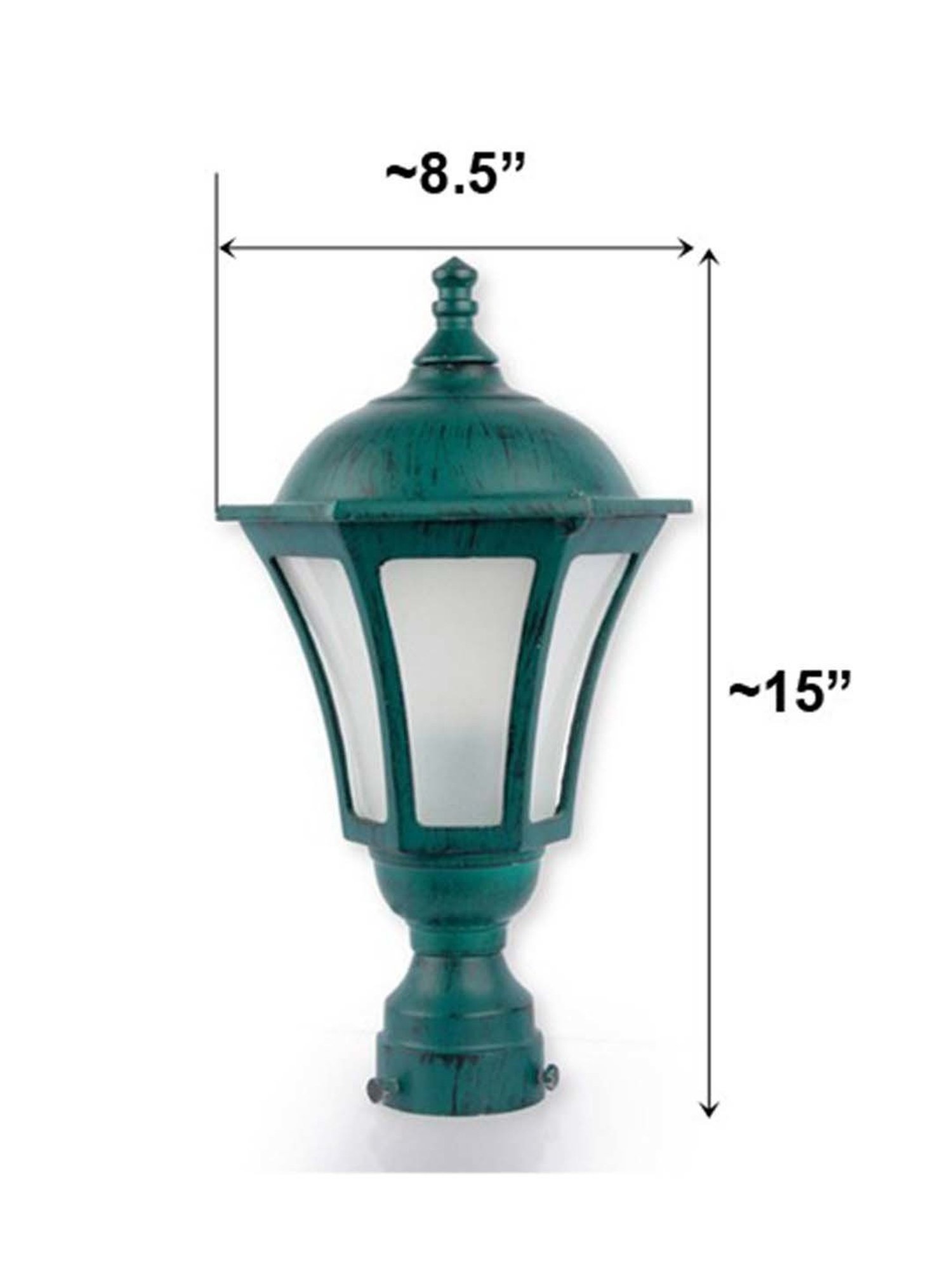 Fos Lighting 'Classic' Green & Transparent Aluminium Outdoor Gate Light - Set of 1