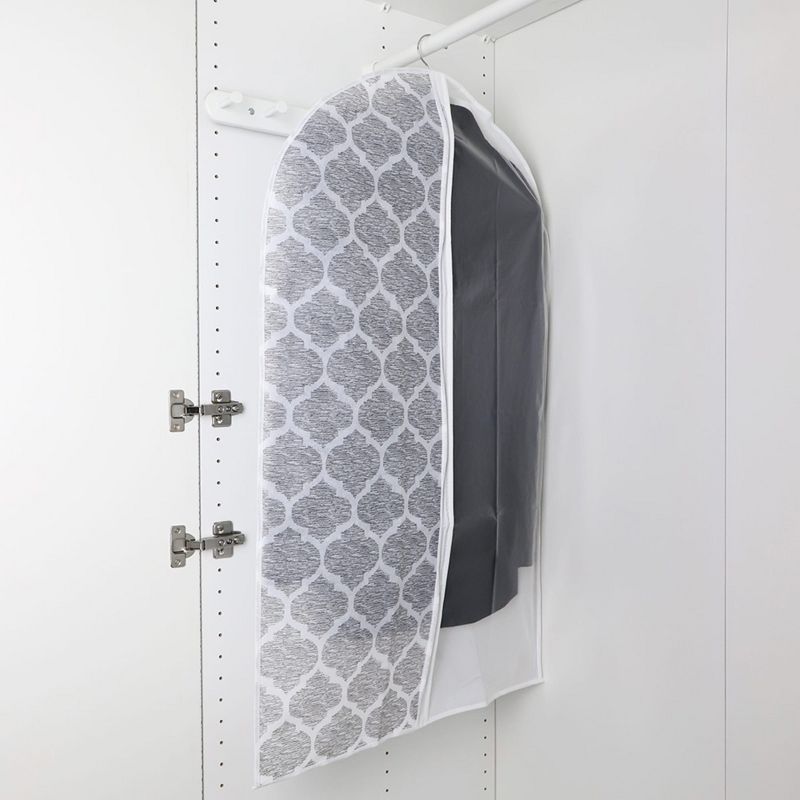 Home Basics Arabesque Non-Woven Suit Bag with Clear Plastic Panel, White