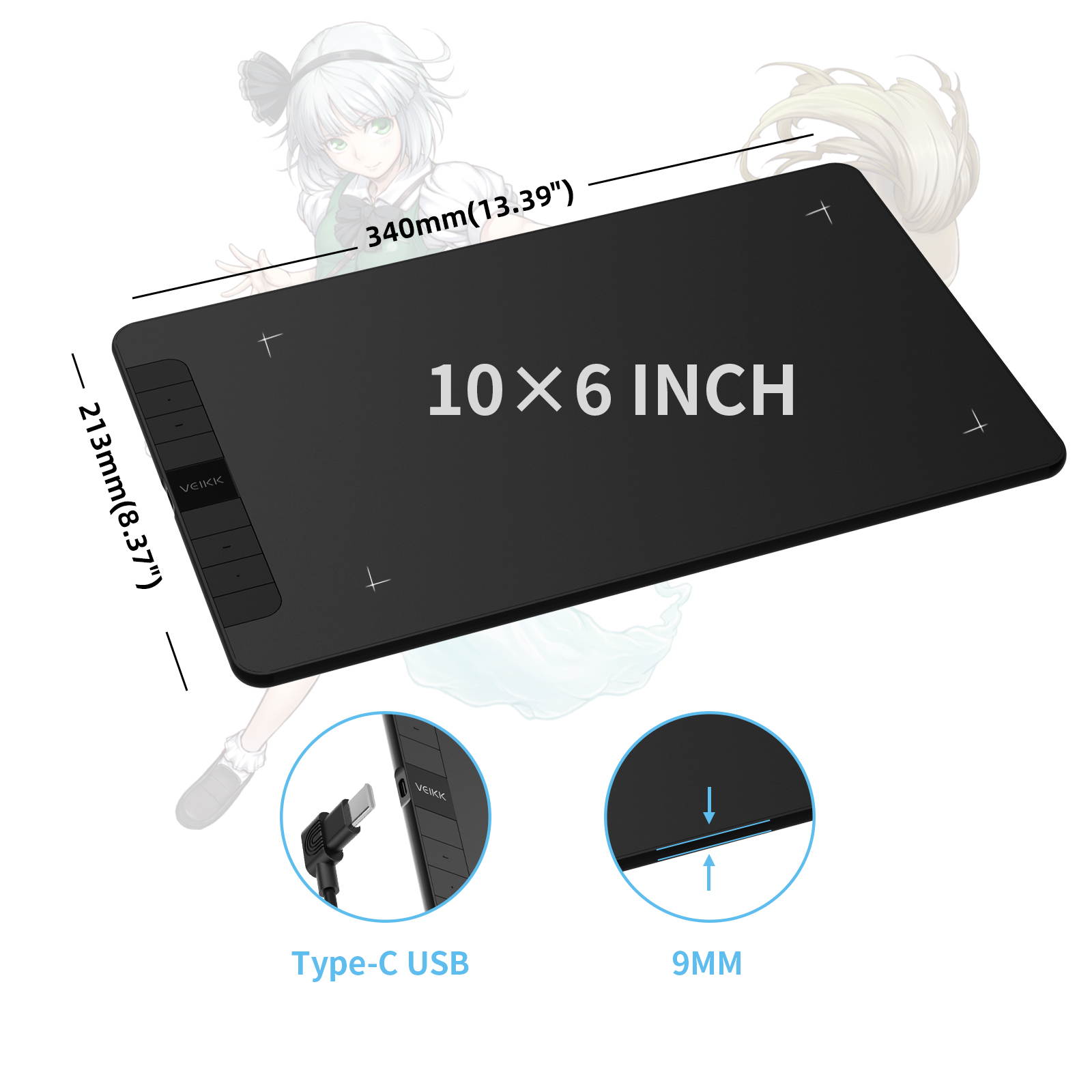 Huion KAMVAS Pro 13 GT-133 Pen Display Drawing Monitor 13.3 Inches Tilt Function Battery-Free Stylus 8192 Pen Pressure(Stand Included)