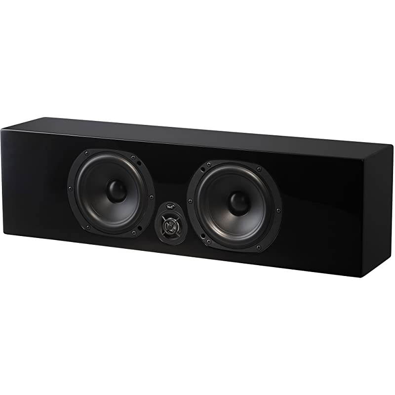Media Series 2-Way Slim Center Channel Speaker - Clean, Hi-Res Audio | Sealed Box | Aluminum Drivers | Single Unit, High Gloss Black