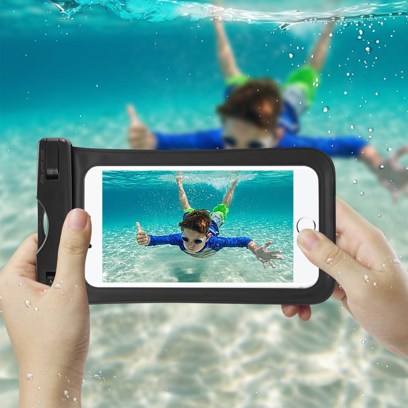 REIKO WATERPROOF CASE FOR IPHONE 6 PLUS/ 6S PLUS/ 7 PLUS OR 5.5 INCH DEVICES WITH WRIST STRAP IN BLACK