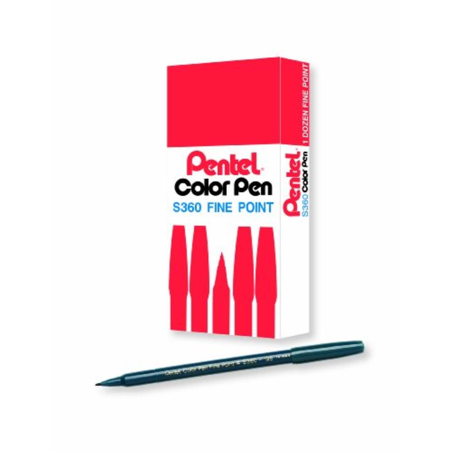 pentel arts color pen, dark green, box of 12 s360125