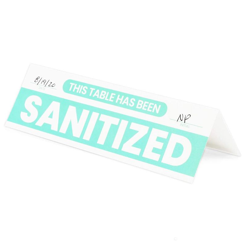 Stockroom Plus 120 Pack Restaurant Table Top Tent Signs, This Table Has Been Sanitized (8.4 x 2.5 In)